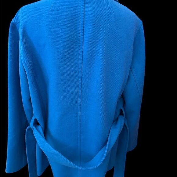 Ann Taylor Vibrant Blue Belted Spring Coat NWOT Lined w Pockets | Size L Petite - Picture 2 of 13